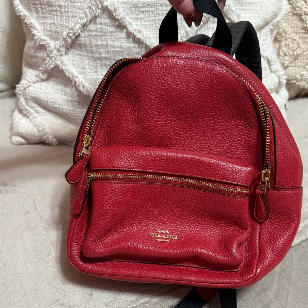 Coach Cherry Red Leather Backpack